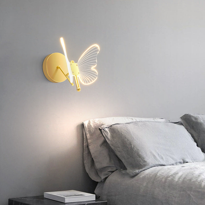 Nivesia butterfly LED decorative table lamp glowing on bedside table