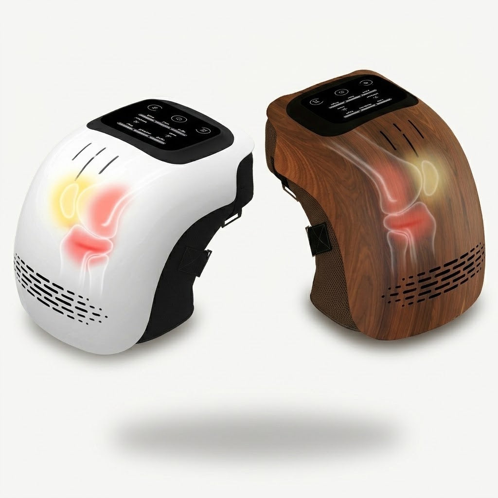 Nivesia heated knee massager wrap in white and Brown