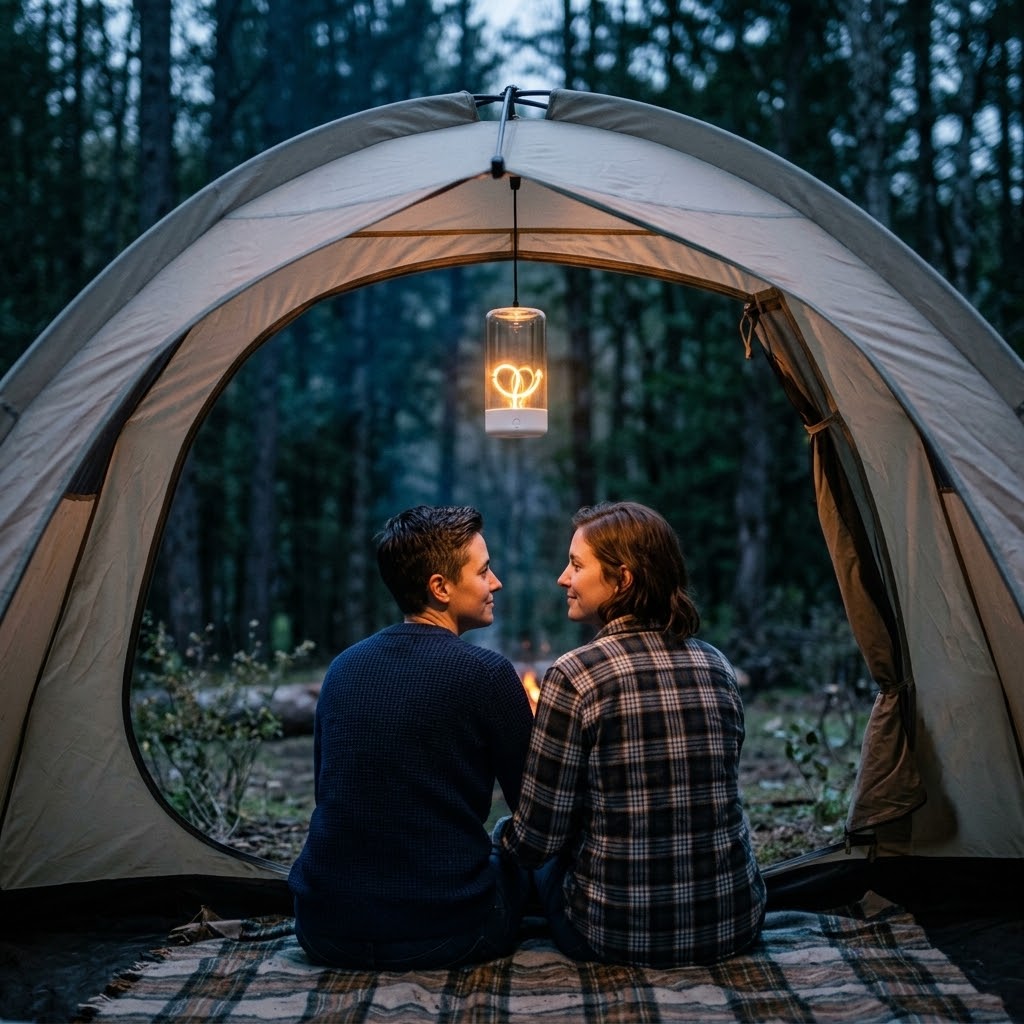 Nivesia rechargeable LED filament night light glowing warmly on a bedside table