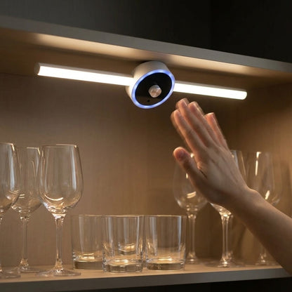 Nivesia rechargeable motion sensor cabinet light mounted inside a wardrobe
