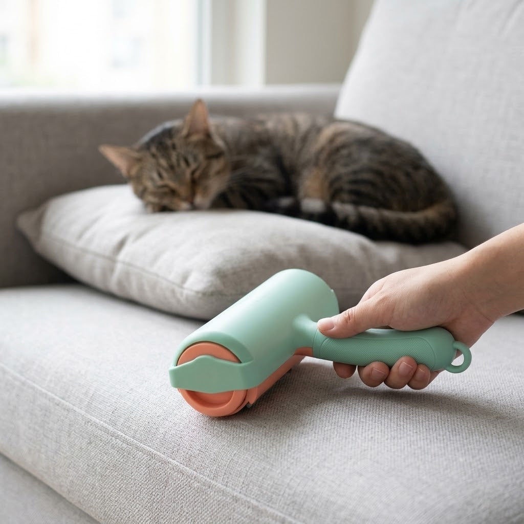 Nivesia reusable pet hair remover brush in mint green